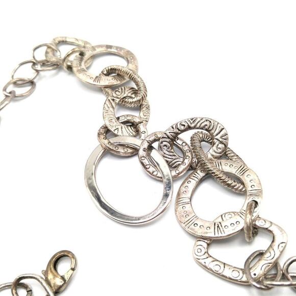 Chico's Rustic Silver Tone Circle Link Belt, Long Necklace, 40 Inches - Picture 6 of 8